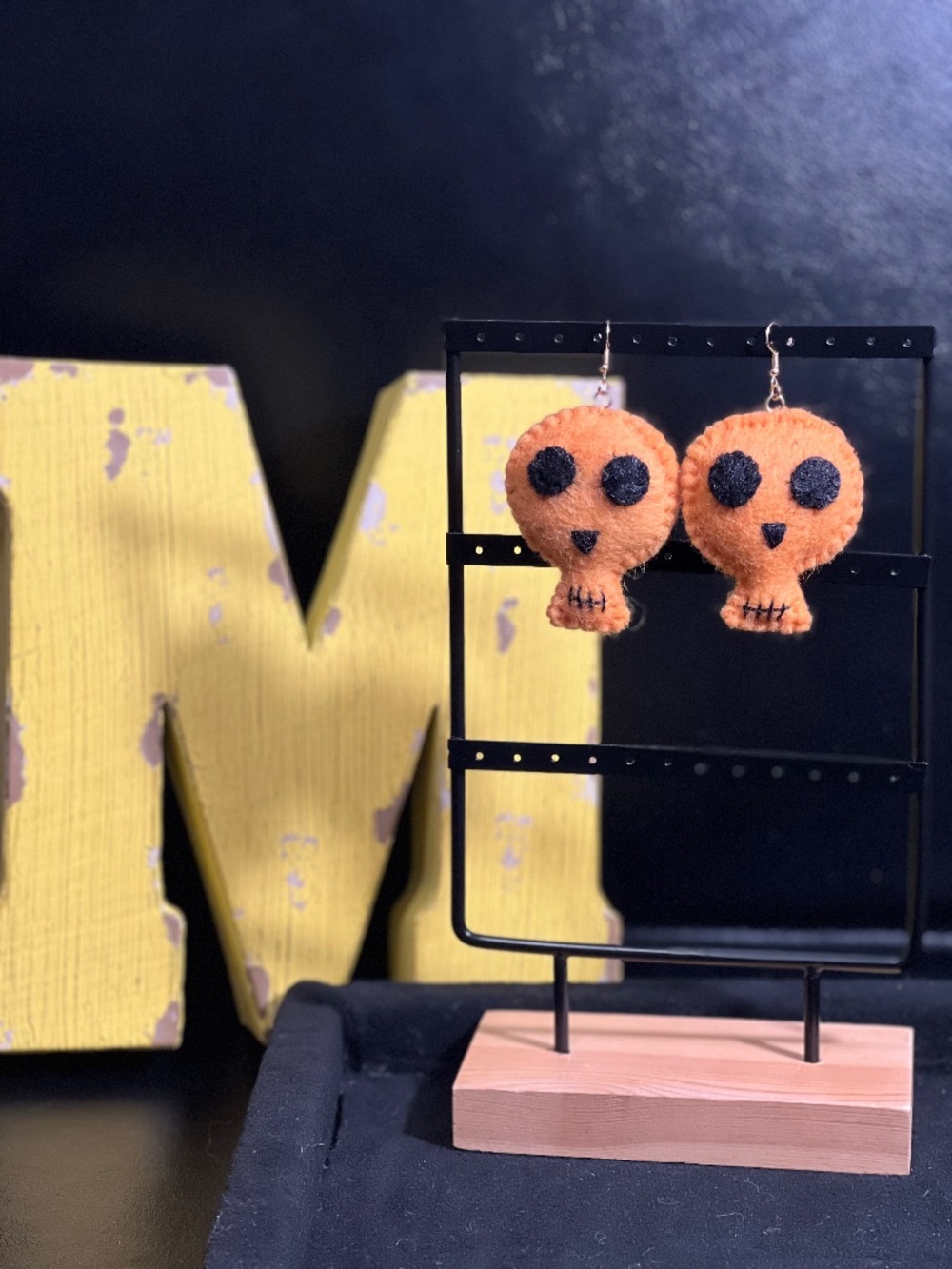 Felted Skull Earrings